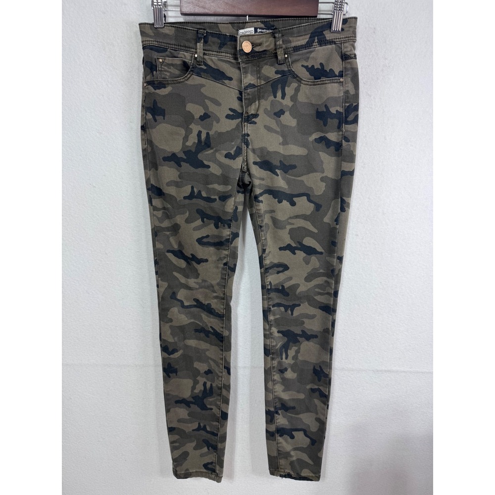 Stradivarius Cropped‎ Camo Pants Women Green Military Camouflage Skinny Leg Sz 6